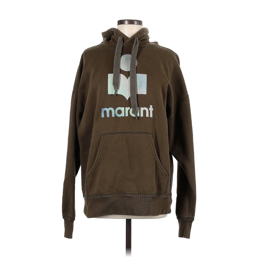 ISABEL MARANT ÉTOILE Brown Logo Cotton Blend Pull Over Hoodie - FR 38 / US 6
